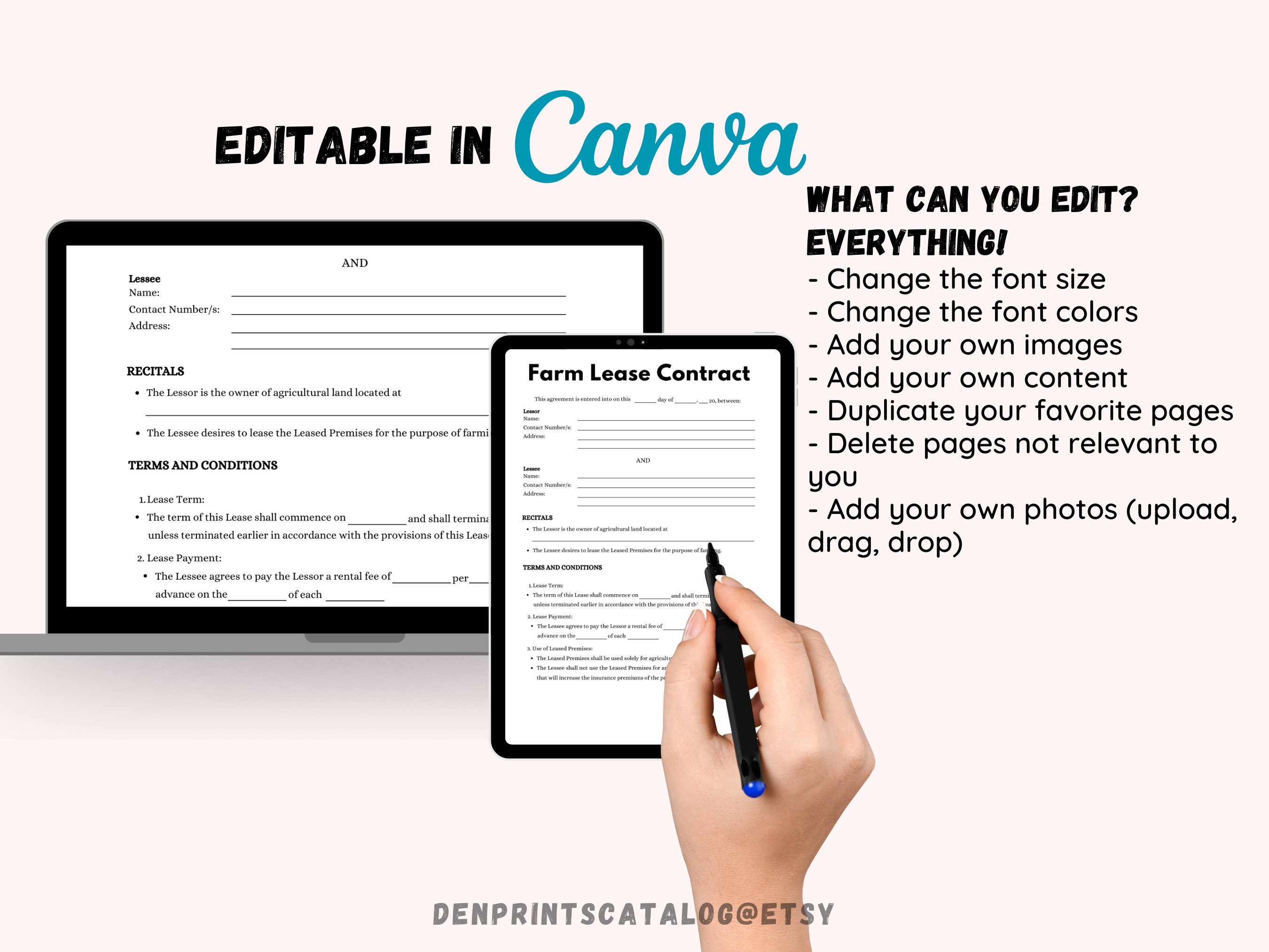 Fillable Farm Lease Contract Template Printable PDF Editable in Canva ...