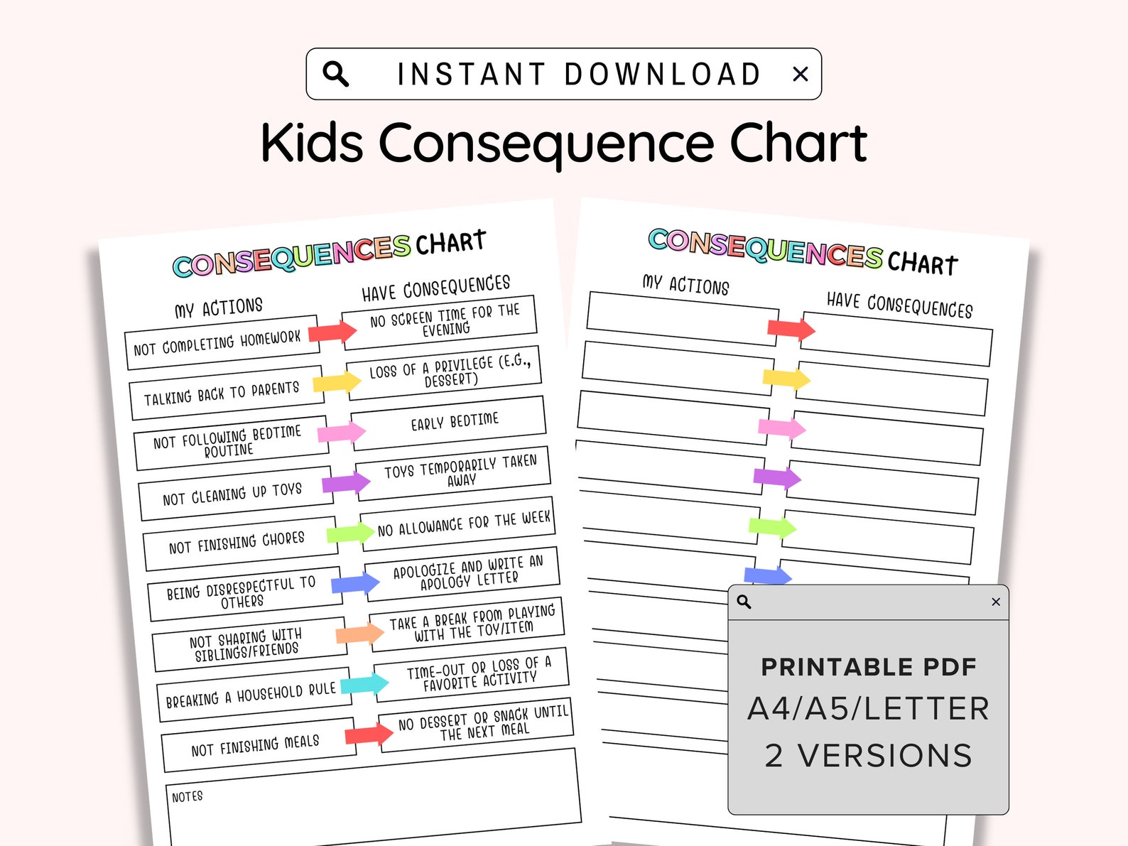 Behavior Consequence Chart Printable, Consequence for My Own Action ...