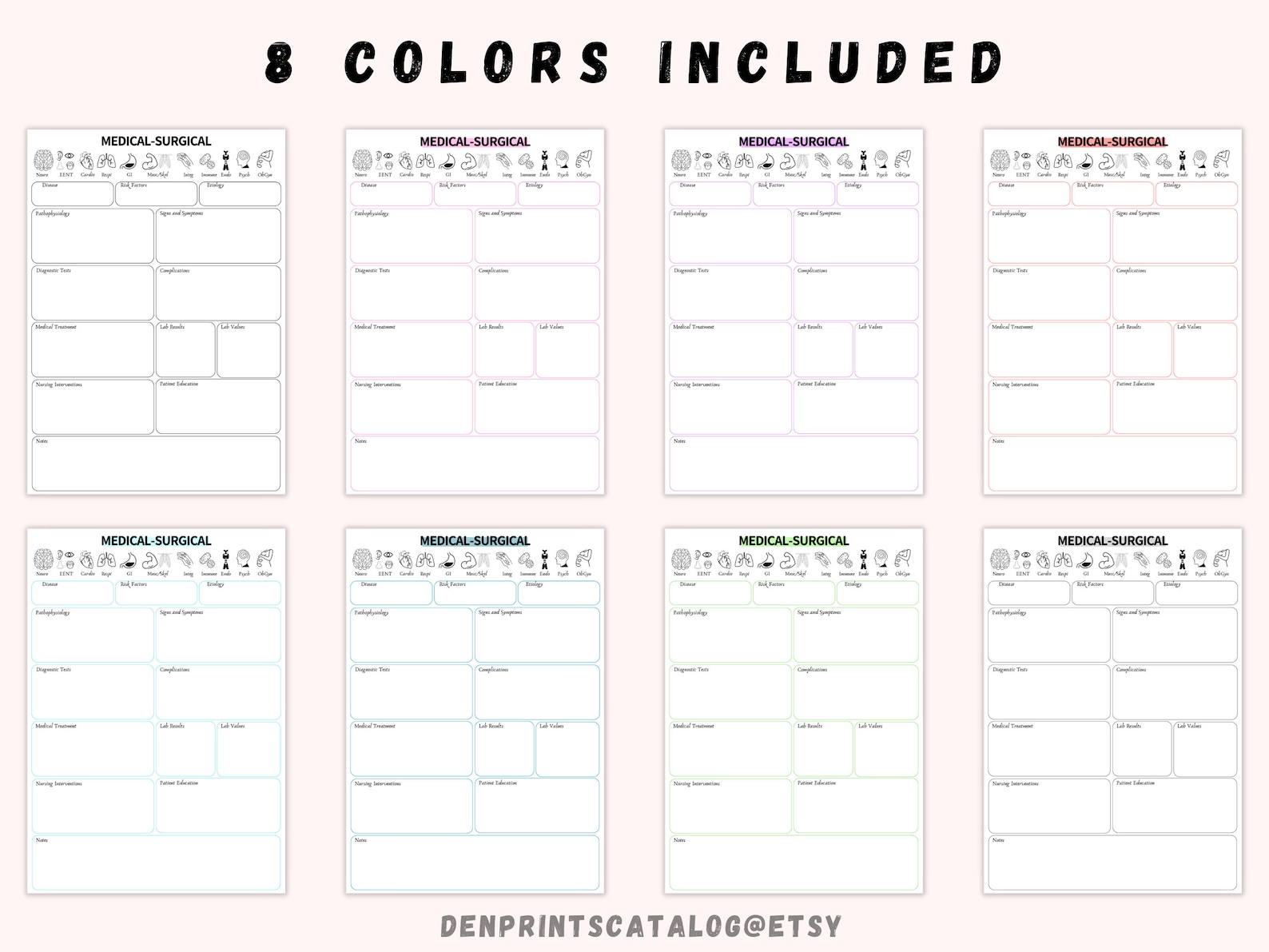 Nursing School Medical Surgical Template, Printable Pharmacology Guide ...