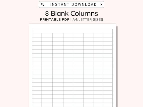 8 Blank Columns Chart Text Input Print and Write Printable Digital  Download, Blank Column Template, Printable Columns, Columns W/ Title, PDF -  Etsy