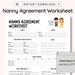 Nanny Agreement Worksheet Printable, Printable Nanny Contract Template, One Page Nanny and ...