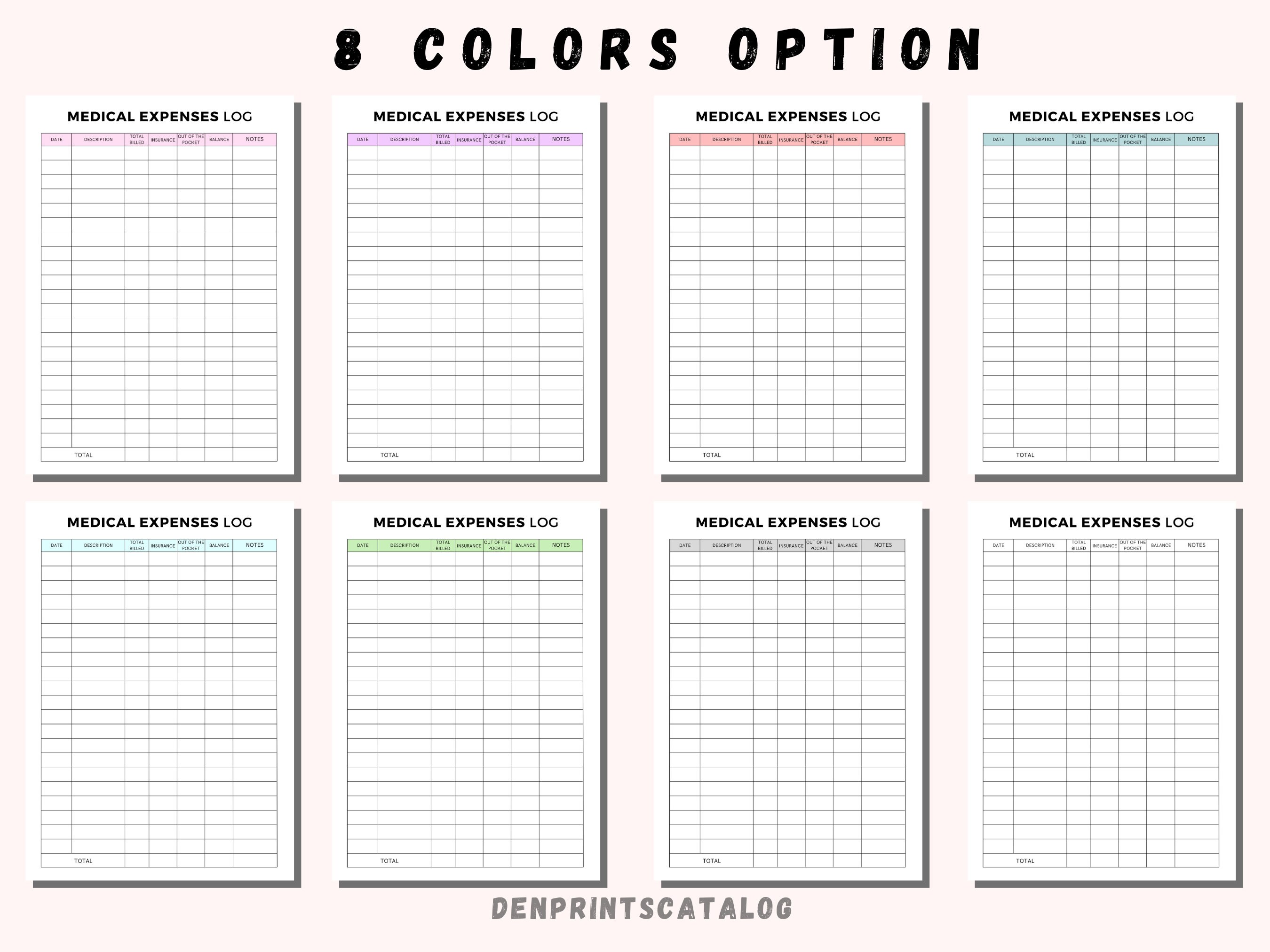 Medical Expense Record Printable, Medical Spending Tracker, Printable ...