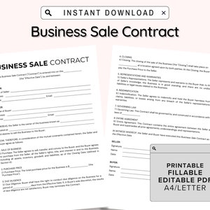 Invulbare pdf Zakelijk verkoopcontract, afdrukbaar koopovereenkomst, bewerkbaar verkoopcontract, verkoopovereenkomst, goederen verkopen, Canva