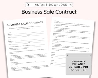 Contrato de compraventa de empresa en formato PDF rellenable, contrato de compraventa imprimible, contrato de compraventa de bienes editable, contrato de compraventa, venta de bienes, Canva