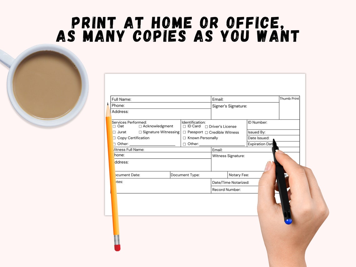 Printable Notary Journal, Notary Public Record Book to Log Notarial ...