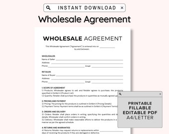 Contrato de venta al por mayor (PDF rellenable), Plantilla de contrato de venta al por mayor, Contratos, Plantillas, Industria de velas, Comercio minorista, Contrato comercial editable