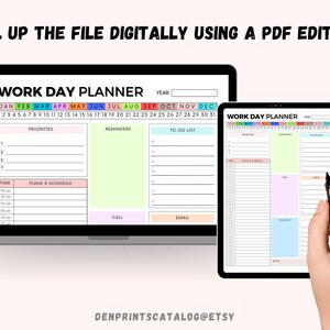 Daily Planner Printable, Work Day Organizer, Work From Home to Do List ...