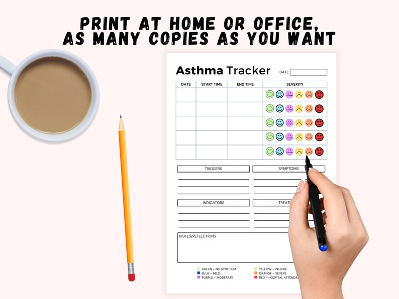 Wöchentliches Asthma-Tagebuch zum Ausdrucken, Diagramm mit