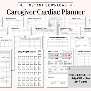 Organizador y planificador de tratamientos para afecciones cardíacas, registro médico para hipertensión arterial, enfermedades cardíacas, insuficiencia cardíaca y otras afecciones cardíacas.