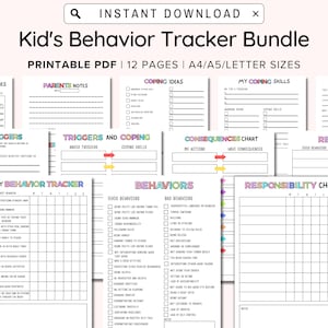 Kids Behavior Tracker Bundle for Kids, Actions Consequence Chart, Weekly, Daily, Autism, ADHD, Reward Chart, Child Behavior Chart, PDF
