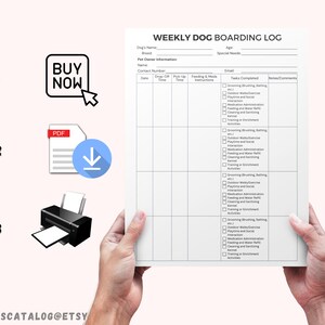 Essential Weekly Dog Boarding Log Printable, for a Kennel or Home ...