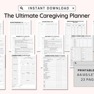 Caregiving Planner Printable, Caregiver Binder, Caregiver Organizer, Medical Tracker, Medical Binder, Home Binder, Caregiver Journal, PDF