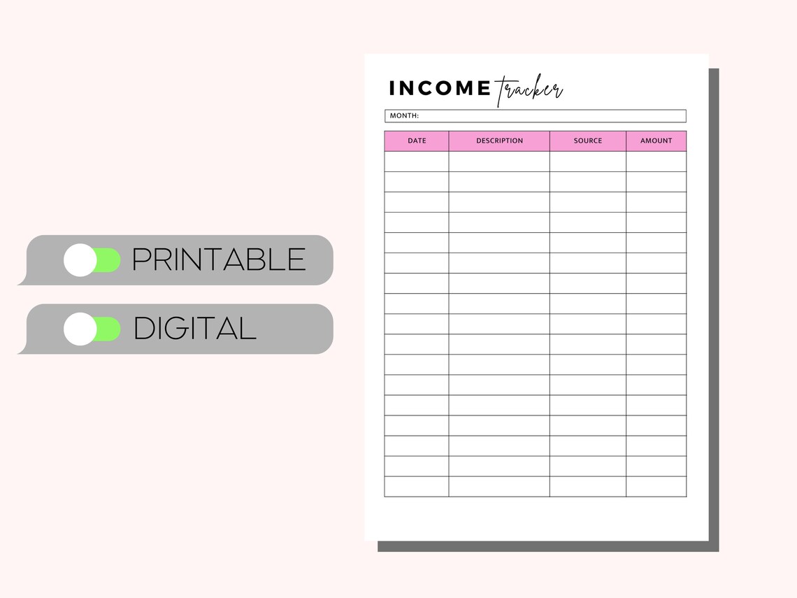 Income Tracker Printable, Easy Bookkeeping Template, Printable Expense Tracker, Finance Planner ...
