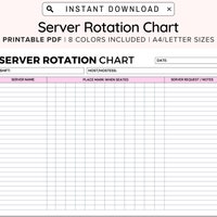 Server Floor Chart Rotation Chart Printable Fillable and Print and ...