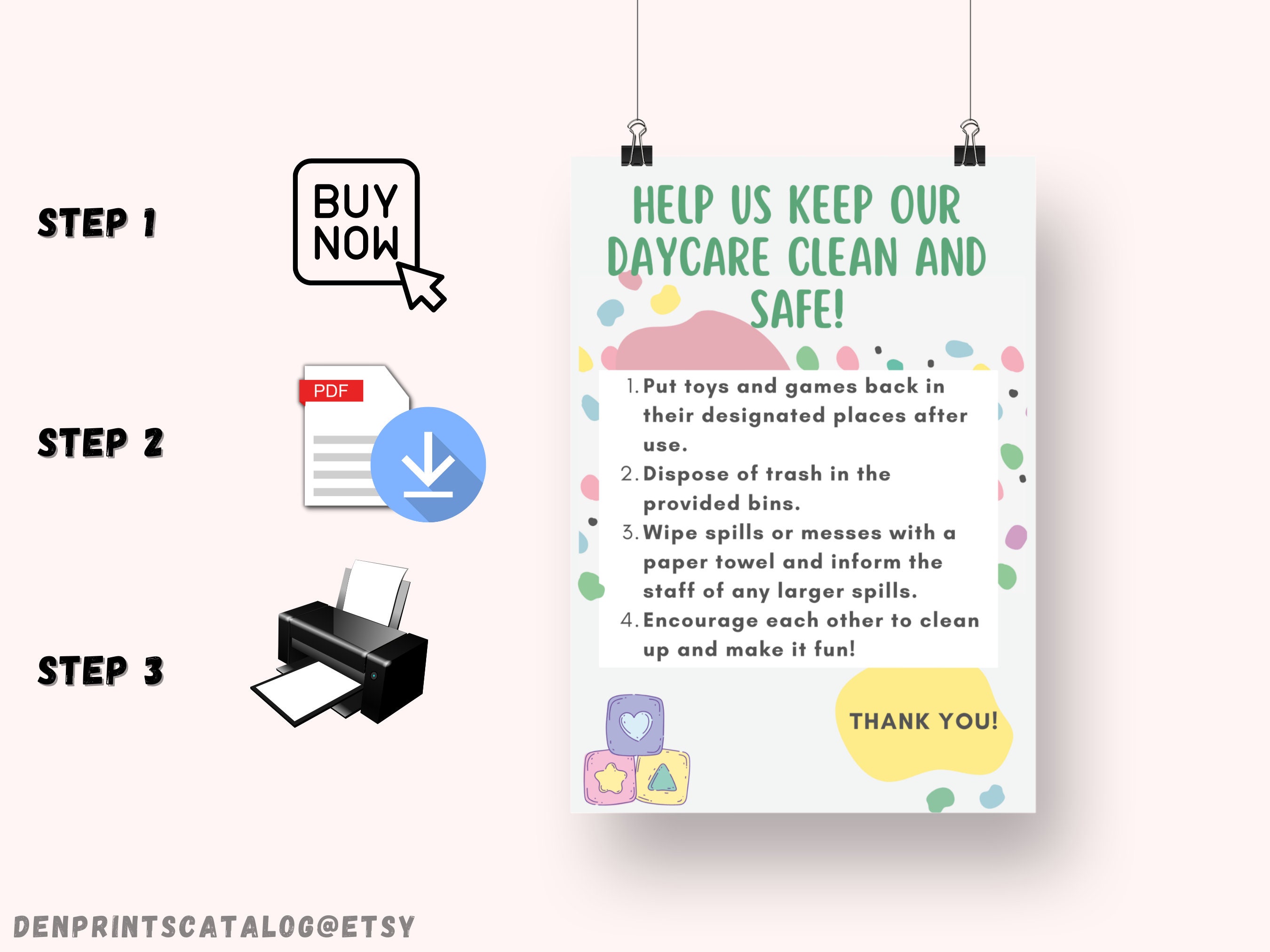 Keep Area Clean Signs Printable, Signs for Daycare Room, Designed for ...