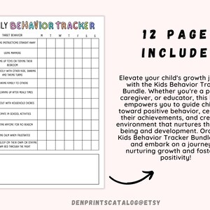 Kids Behavior Tracker Bundle for Kids, Actions Consequence Chart ...