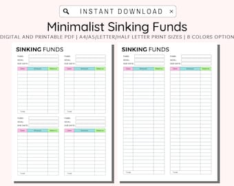 Sinking Funds Tracker Journal pages printable Money tracker printable Budgeting tracker A5 printable insert Savings challenge tracker A4