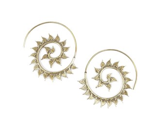 Golden Mini Wings Spiral Earrings | Trendy handcrafted Jewelry by Anju