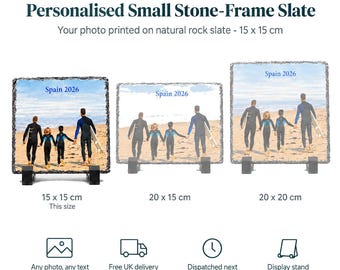 Personalised Photo Slate, 15x15cm Custom Stone Picture Frame