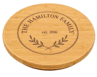 Personalised Bamboo Lazy Susan Engraved Family Name Centrepiece (35cm)