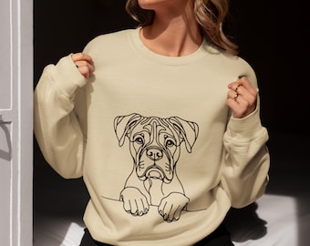Boxer-Hundepullover | Boxer-Sweatshirt | Hundeliebhaber Geschenk | Minimales Silhouette Design