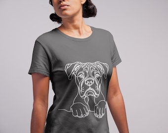 Boxer-Hunde-T-Shirt | Boxer-Liebhaber-T-Shirt | Boxer Besitzer Geschenk | Minimales Silhouette Design