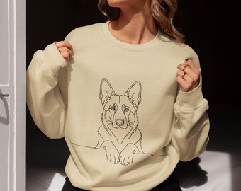 Schäferhund Pullover | GSD Sweatshirt | Hundeliebhaber Geschenk | Minimales Silhouette Design