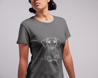 Dackel-T-Shirt | Wurst Hund Liebhaber T-Shirt | Dackel Besitzer Geschenk | Minimales Silhouette Design