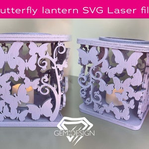 Butterfly lantern SVG file, 3mm, 1/8inch, Butterfly tealight SVG, laser file, Butterflies, light box, Glowforge, Cnc, flux