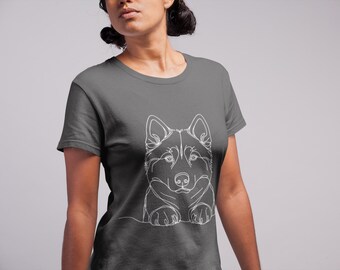 Siberian Husky T-Shirt | Husky-Hund-Liebhaber-T-Shirt | Husky Besitzer Geschenk | Minimales Silhouette Design
