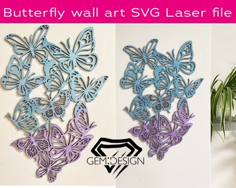 Schmetterling Wandkunst SVG| Schmetterling Laserdatei | Wandkunst SVG | Schmetterlinge | Glowforge