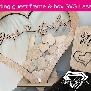 Wedding guest book SVG laser cutting file,  no screws required design, alternative guest book cnc, glowforge, customise, flux, personalise