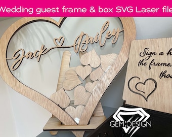 Hochzeitsgästebuch SVG Laserschneidedatei, keine Schrauben erforderlich Design, alternatives Gästebuch CNC, Glowforge, Personalisiere, Flux, personalisiere