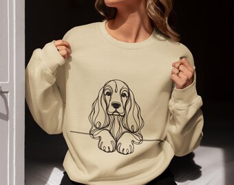 Cocker Spaniel Pullover | Spaniel-Sweatshirt | Hundeliebhaber Geschenk | Minimales Silhouette Design