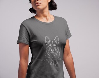 Schäferhund T-Shirt | GSD Hundeliebhaber T-Shirt | Schäferhund Besitzer Geschenk | Minimales Silhouette Design