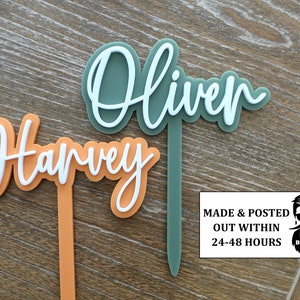 Name Cake Topper | Birthday Cake Topper | Colourful Script Cake Topper