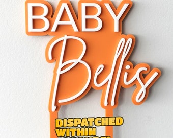 Baby Shower Cake Topper | Expecting Mother Decor, Colourful Script Font Topper