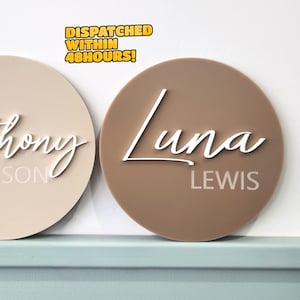 Placa acrílica para anunciar el nacimiento de un bebé