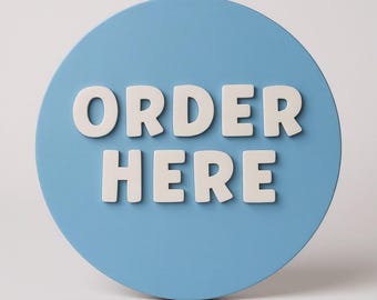 Modern Acrylic "Order Here" Sign - Cafe & Restaurant Decor