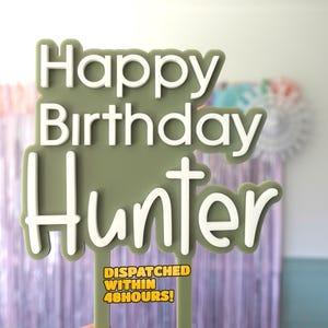 Personalised Acrylic Happy Birthday Cake Topper – Double Layered