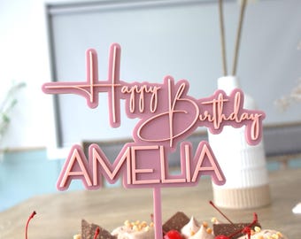 Acrylic Happy Birthday Cake Topper - Birthday Party Decor