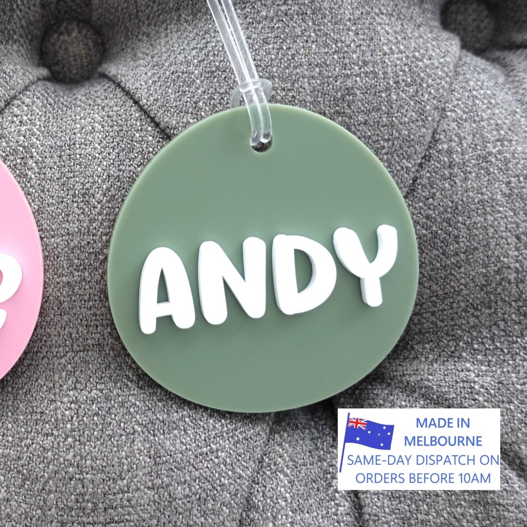 Acrylic Kids Bag Tag Personalised Bag Tag School Bag Tag Kinder Bag Tag