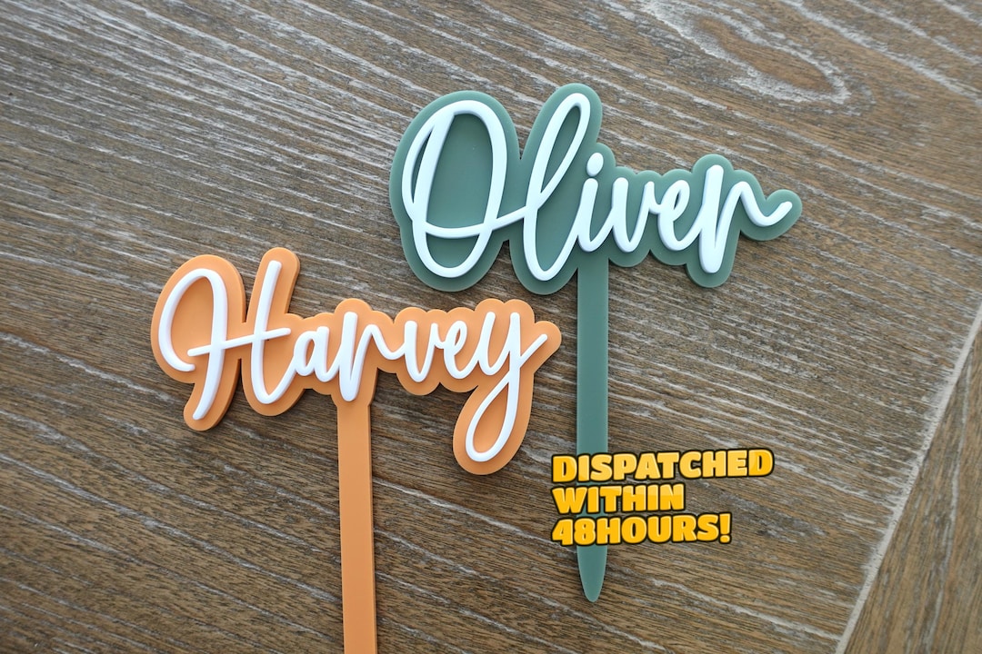 Cake Topper Inscription Sample Personalized Script Acrylic Cake Topper - Custom Name, Cake Decorations ...