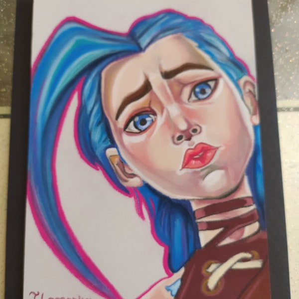 Jinx pastel on pastelmat Arcane Lol league of legends videogames netflix traditional art handmade