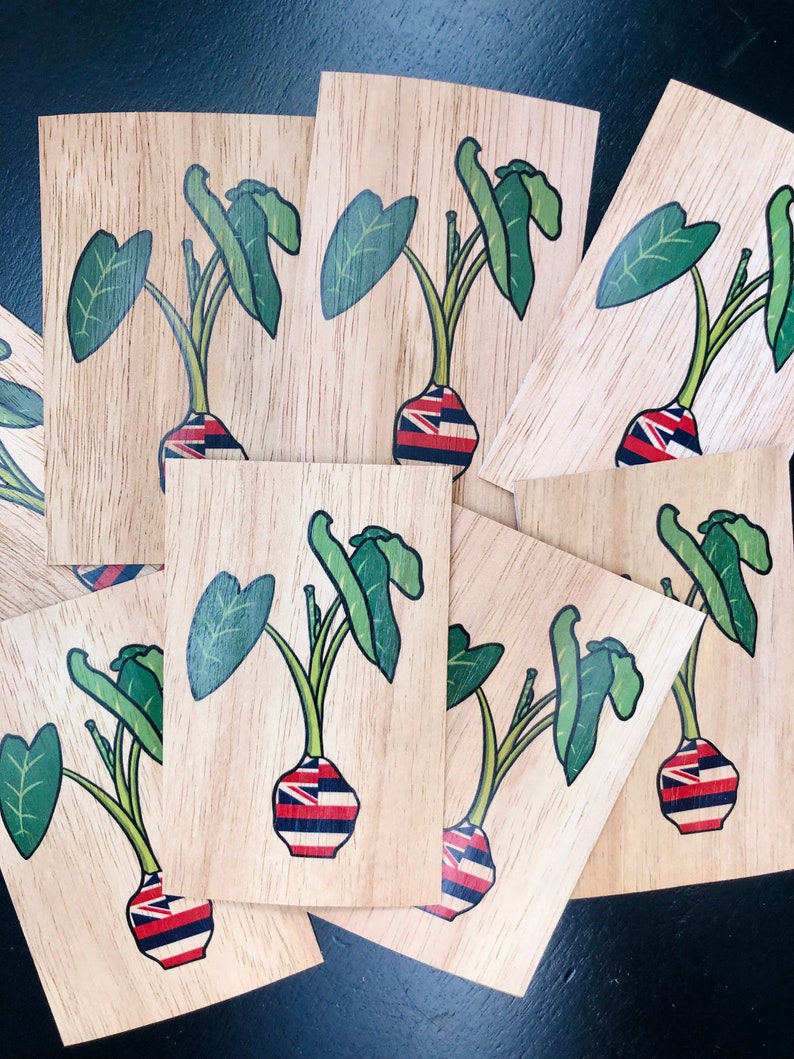 Hawaiian Koa Wood Kalo Sticker pepili Etsy