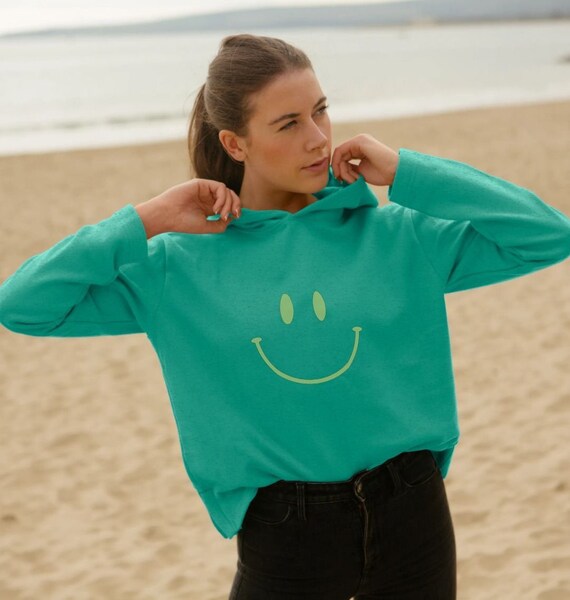 Neon yellow reverse smiley hoodie sale