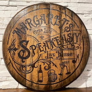 Custom Your Name Speakeasy Bourbon/Whiskey Laser Engraved Barrel Head