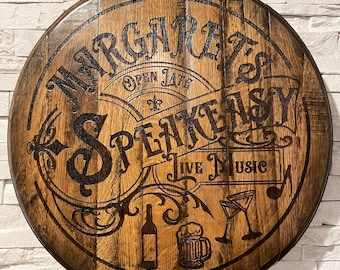 Custom Your Name Speakeasy Bourbon/Whiskey Laser Engraved Barrel Head