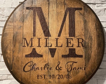 Custom Wedding - Anniversary - Monogram - Autograph Guest Book Bourbon/Whiskey Laser Engraved Barrel Head