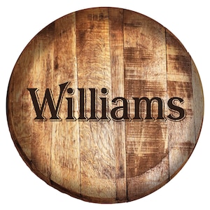 Custom Last Name Bourbon/Whiskey Laser Engraved Barrel Head